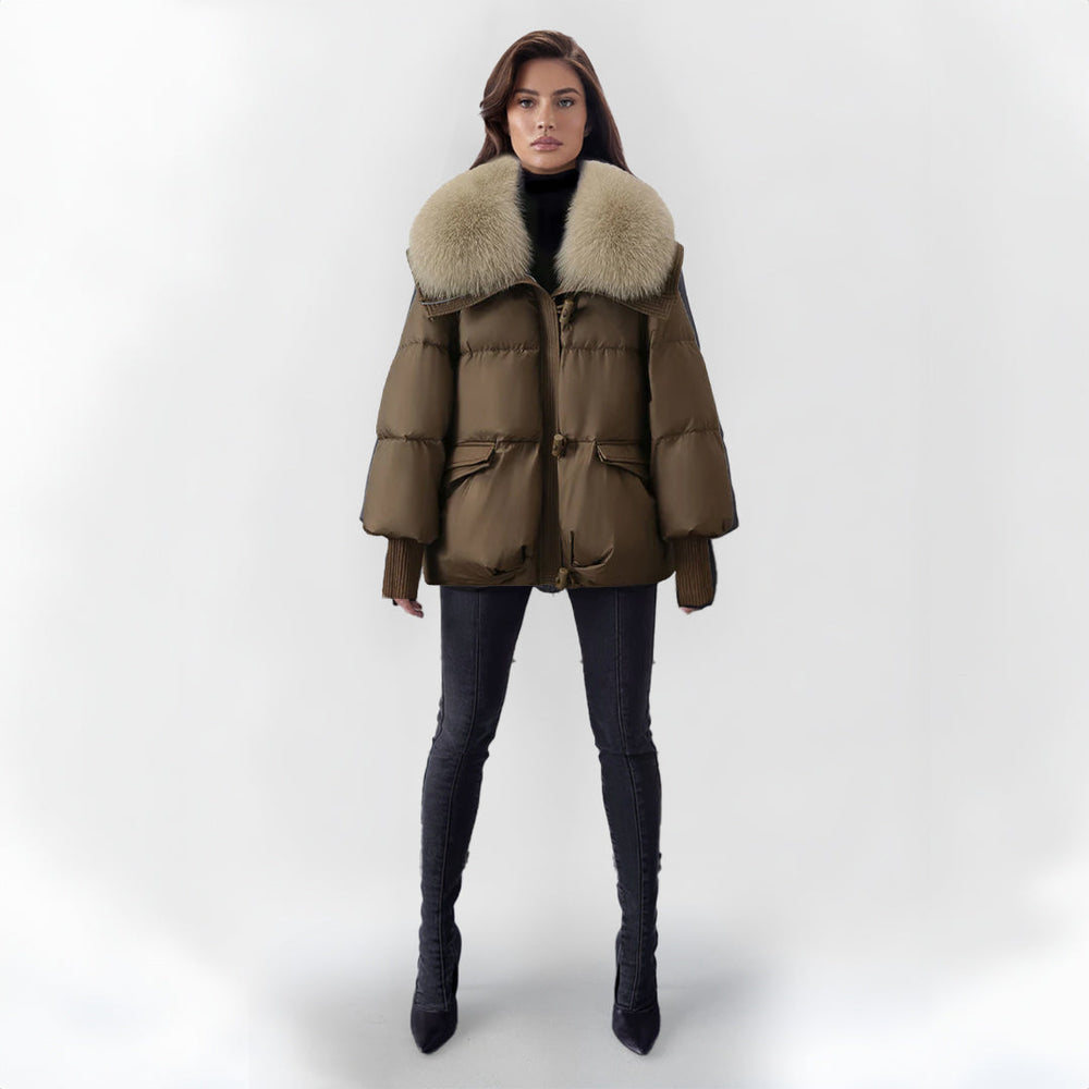 Women’s Puffer Jacket - Oversized Faux Fur Collar Winter Coat
