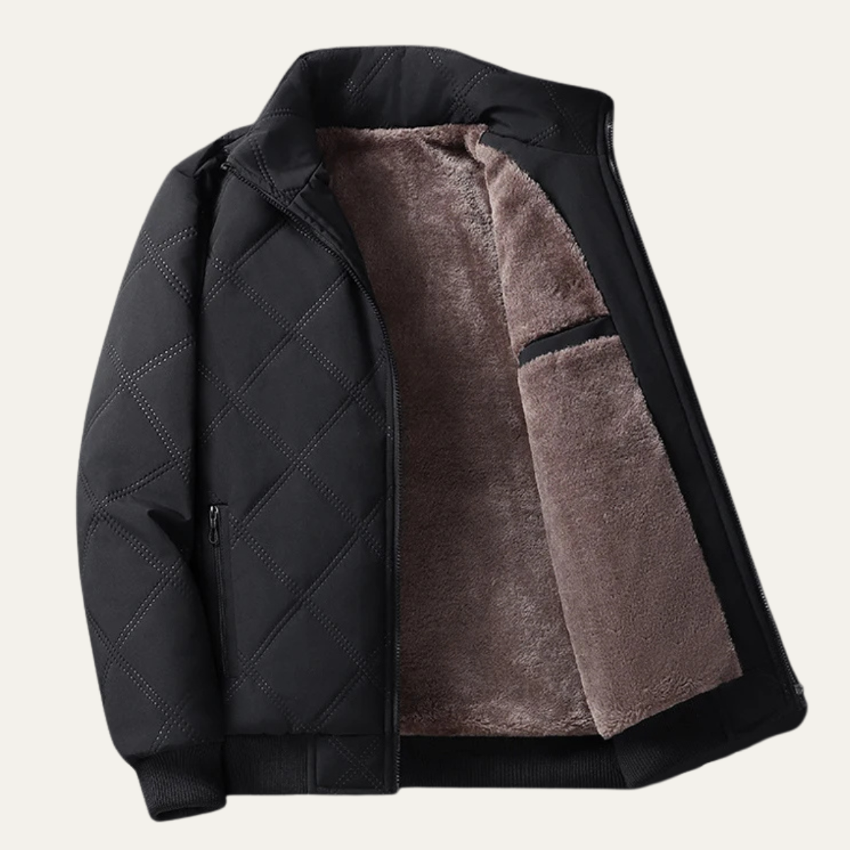 Men’s Padded Quilted Fleece Zip-Up Winter Jacket