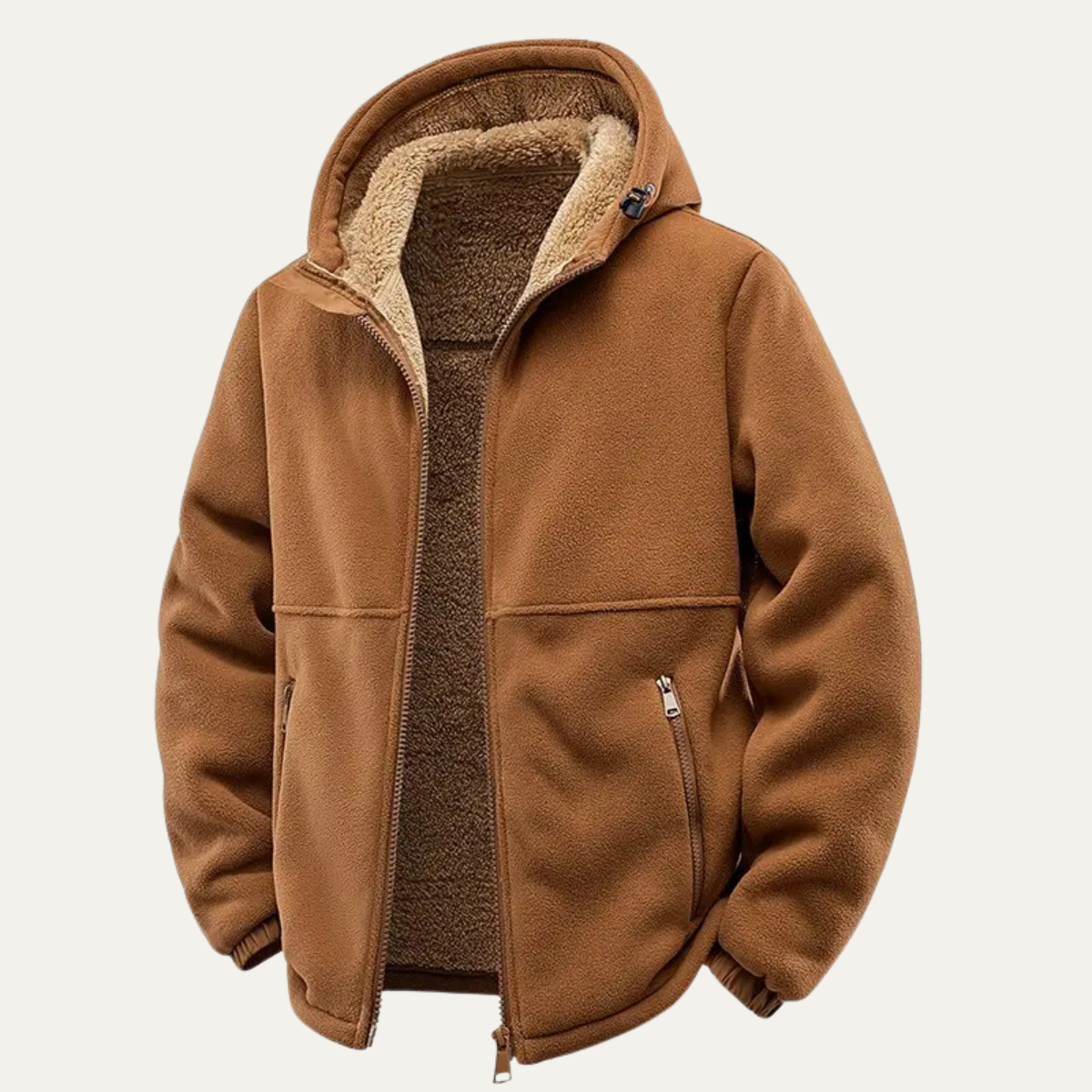 Men’s Hooded Fleece Jacket - Warm Zip-Up Winter Outerwear