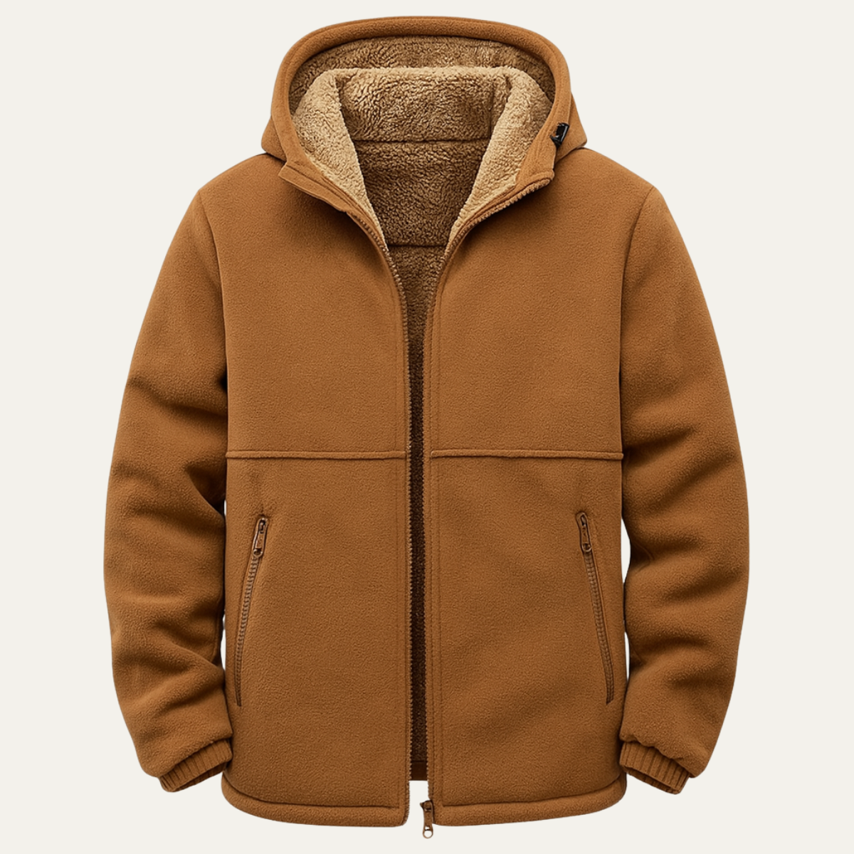 Men’s Hooded Fleece Jacket - Warm Zip-Up Winter Outerwear
