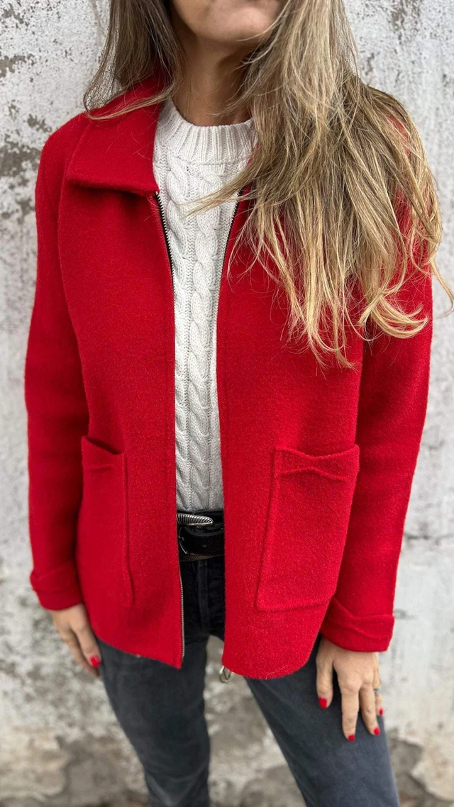 Women’s Zip-Up Short Jacket - Modern Minimalist Outerwear