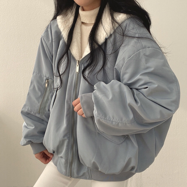 Women’s Oversized Zip-Up Jacket - Relaxed Fit Soft Lining