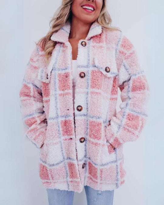 Women’s Plaid Jacket – Button Front