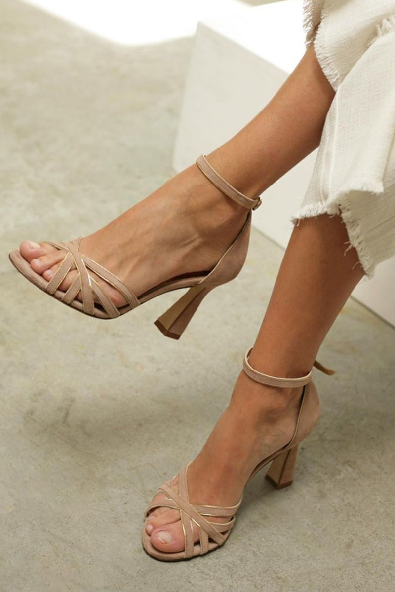 Women's Summer Patchwork Peep-Toe Heels