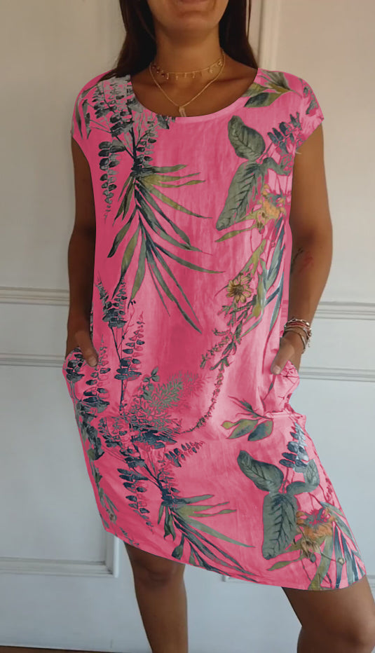 Women's Casual Leaf Print Summer Dress