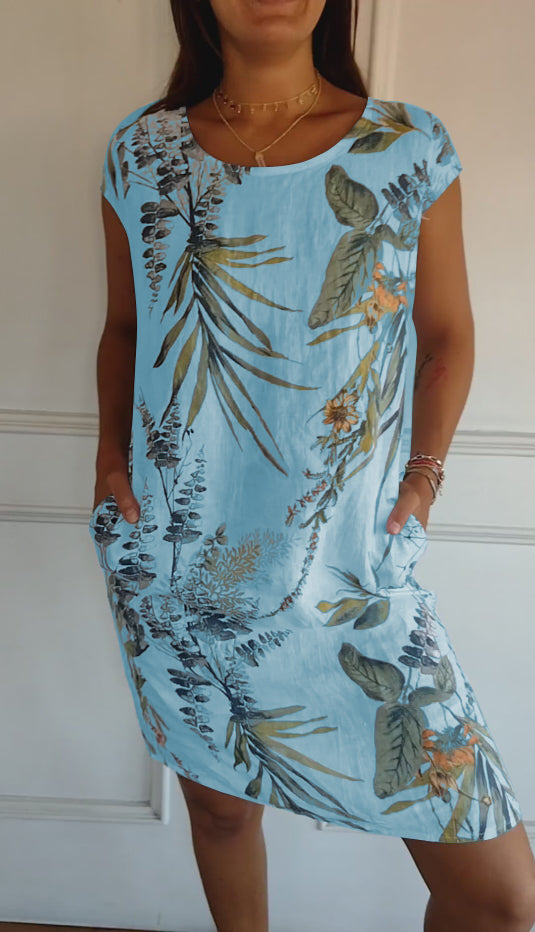 Women's Casual Leaf Print Summer Dress