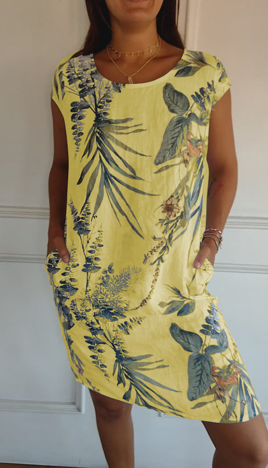 Women's Casual Leaf Print Summer Dress