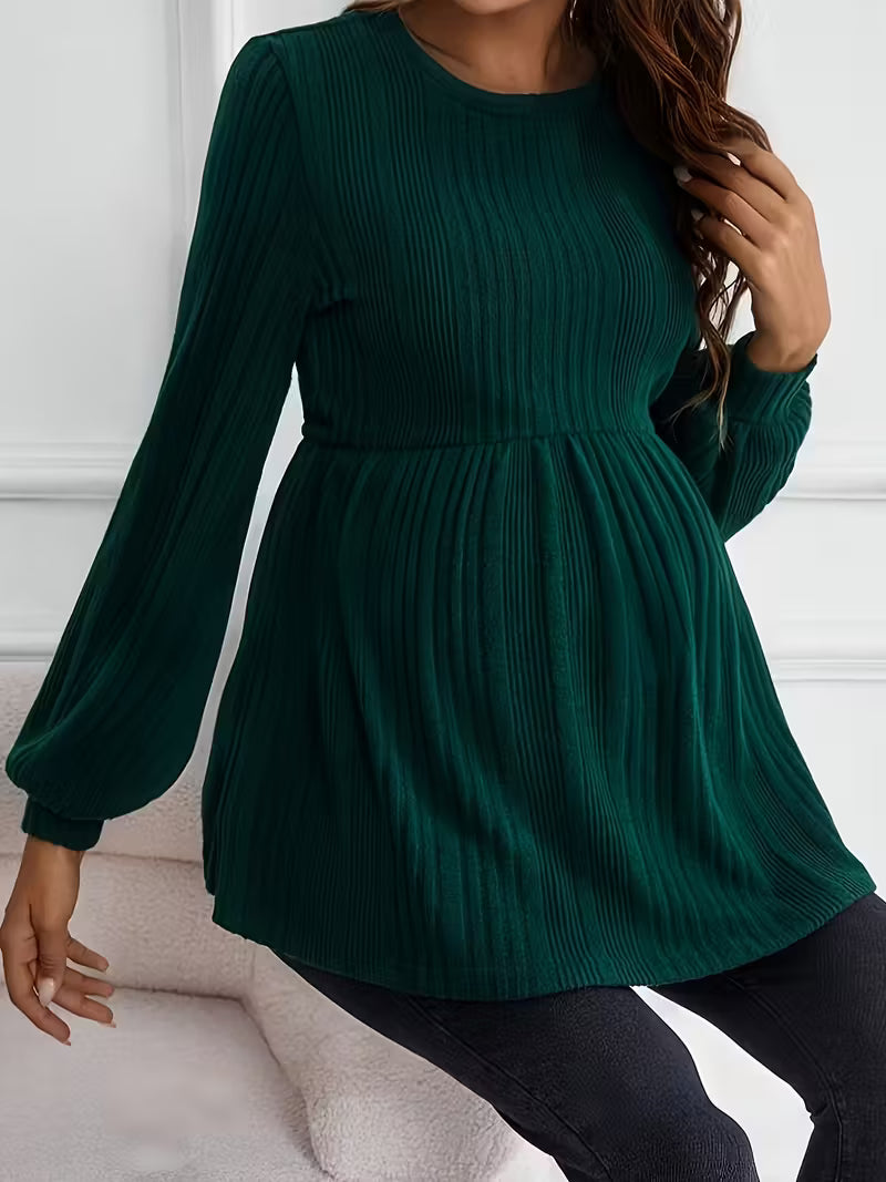 Women’s Maternity Pleated Tunic Top - Long Sleeve Empire Waist Blouse