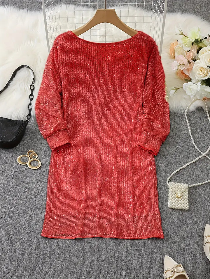 Women’s Sequin Off-Shoulder Mini Dress - Elegant Evening Look