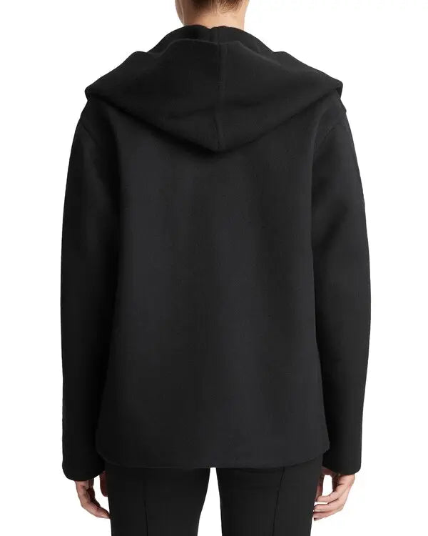 Women’s Minimalist Hooded Jacket - Single-Button Soft Oversize Coat