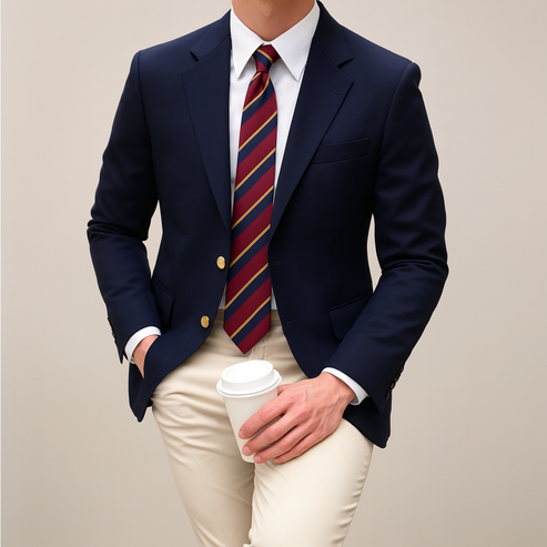 Men’s Classic Navy Blazer - Tailored Smart Casual Jacket