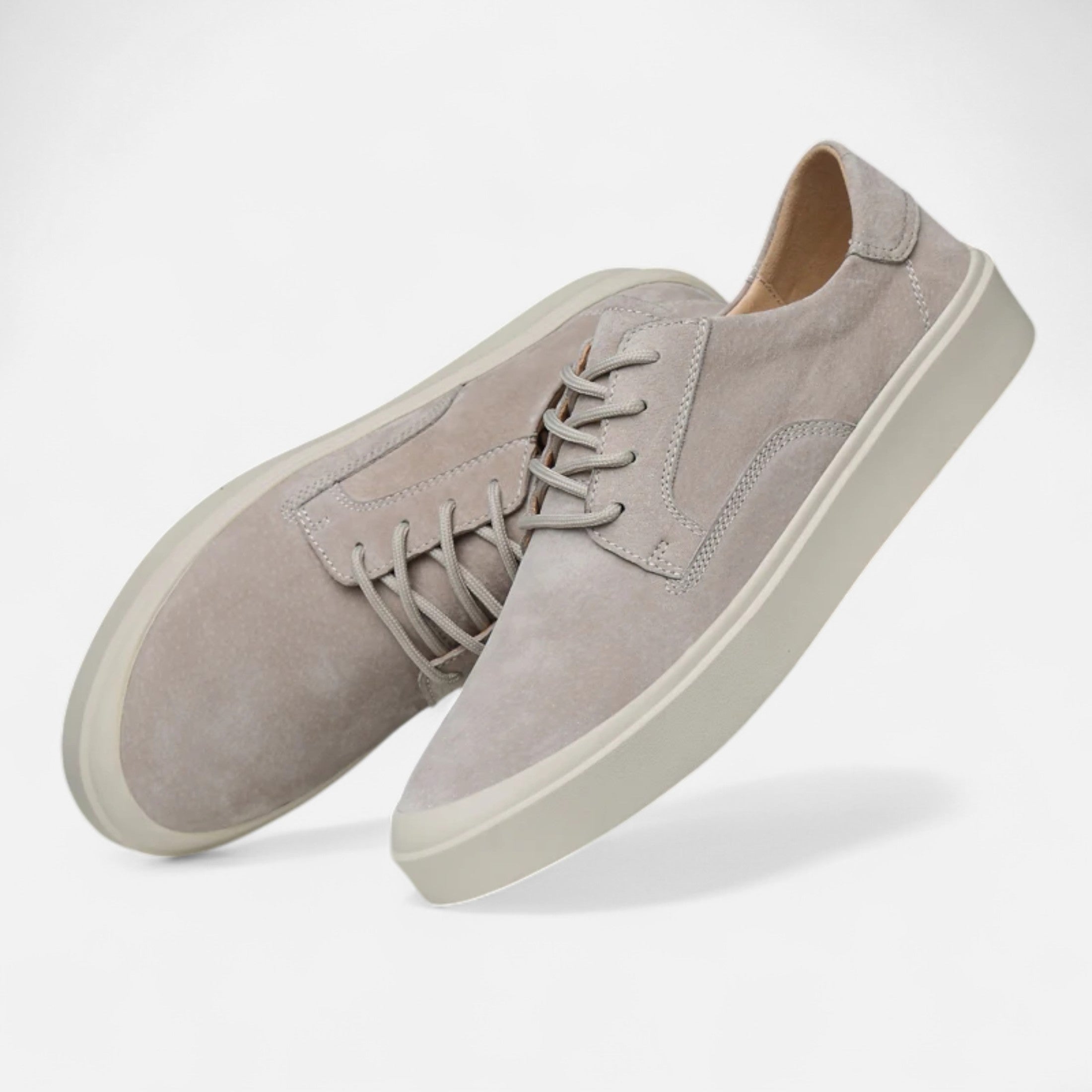 Men’s Suede Texture Casual Sneakers - Lace-Up Low Top Flat Sole Shoes