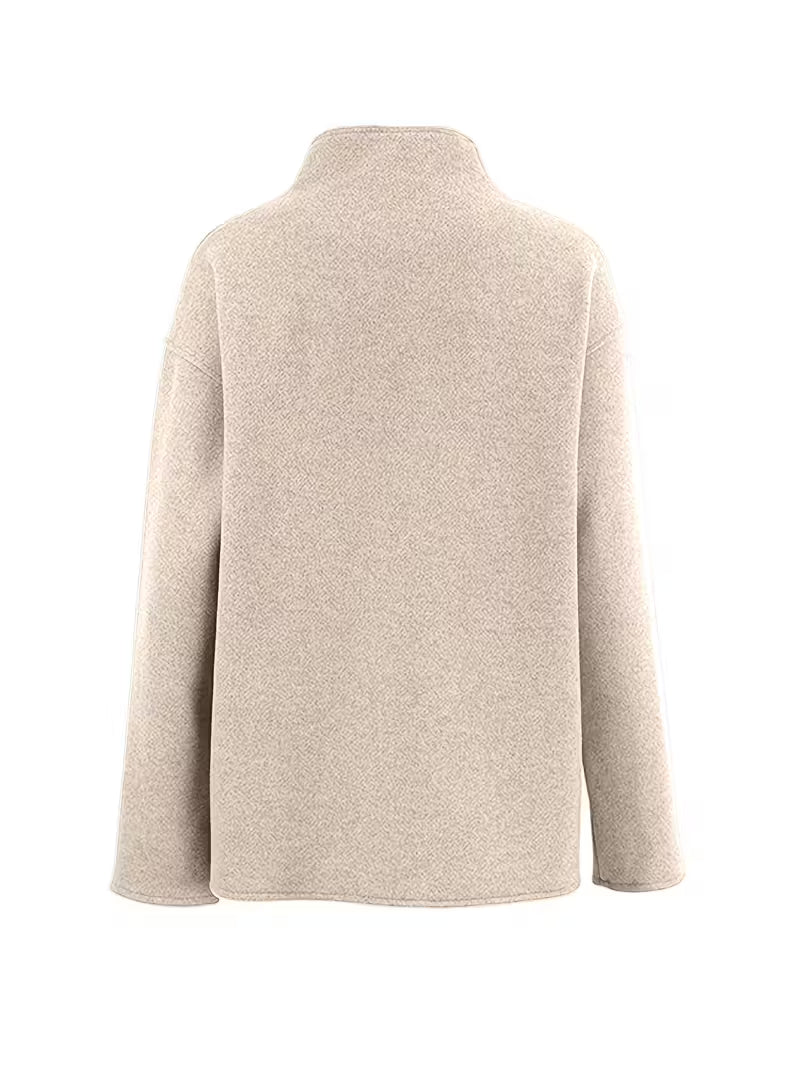 Women’s Stand Collar Button-Up Coat - Front Pocket Short Jacket