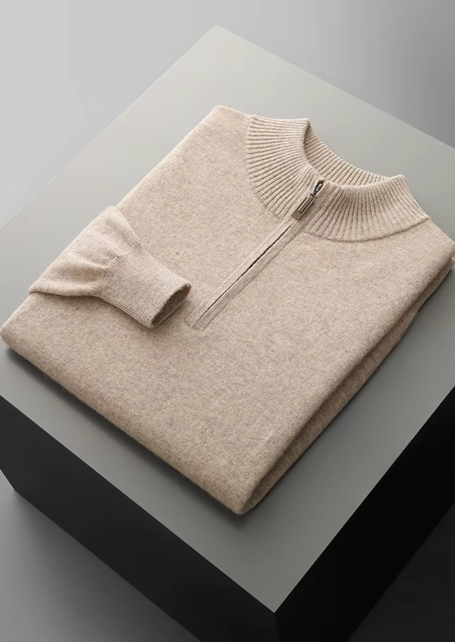 Men’s Half-Zip Pullover – Minimalist High-Neck Sweater