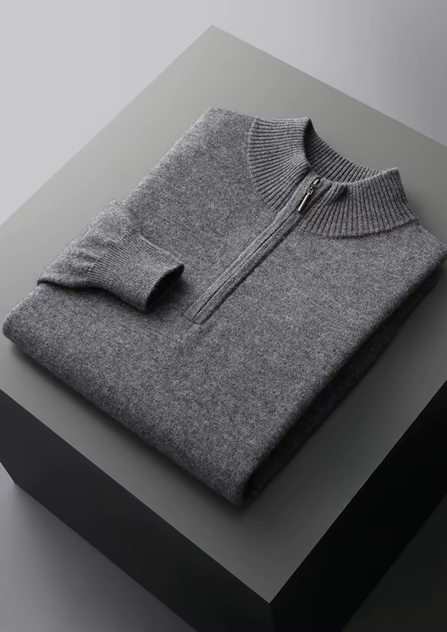 Men’s Half-Zip Pullover – Minimalist High-Neck Sweater