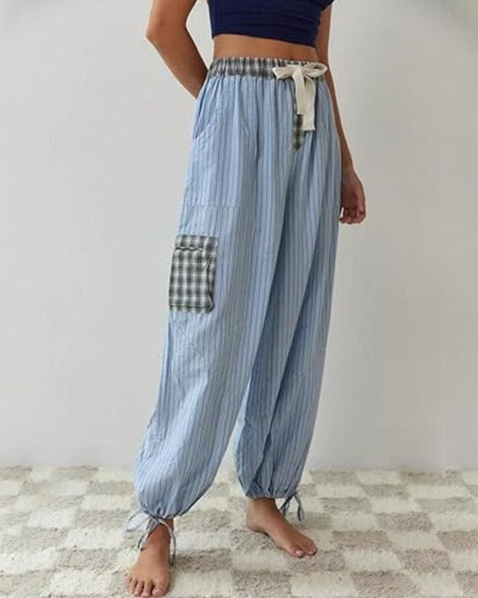 Women’s Lounge Set - Relaxed Button Shirt Drawstring Trousers