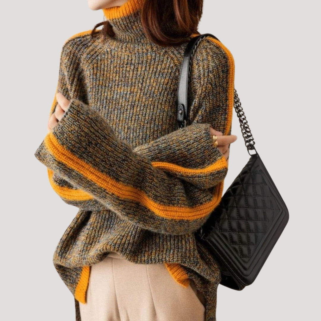 Mia Women’s Spring Ribbed Turtleneck Knit Sweater