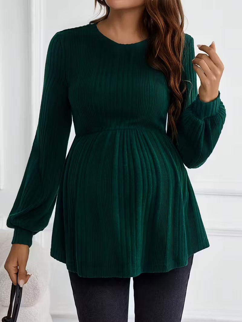 Women’s Maternity Pleated Tunic Top - Long Sleeve Empire Waist Blouse