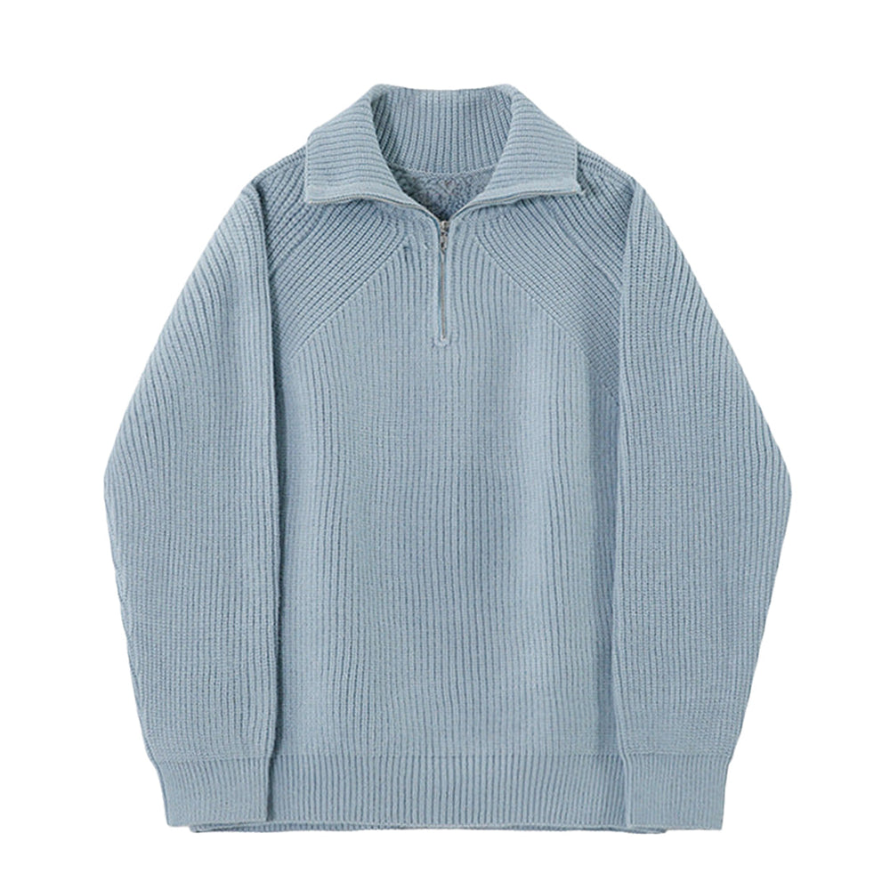 Men’s Half-Zip Knit Sweater – Ribbed High-Collar Pullover