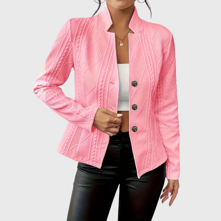 Women’s Button-Up Textured Blazer - Modern Structured Jacket
