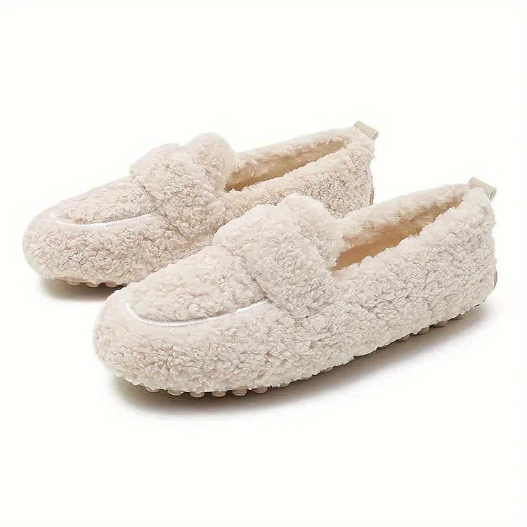 Women’s Cozy Slip-On Loafers - Warm Indoor Outdoor Comfort Shoes