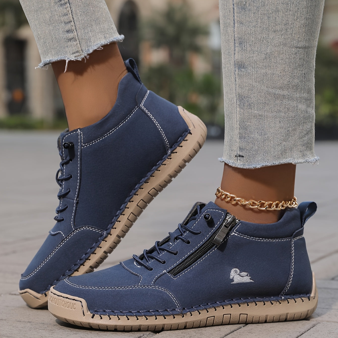 Women's Spring Zip-Up Walking Sneakers
