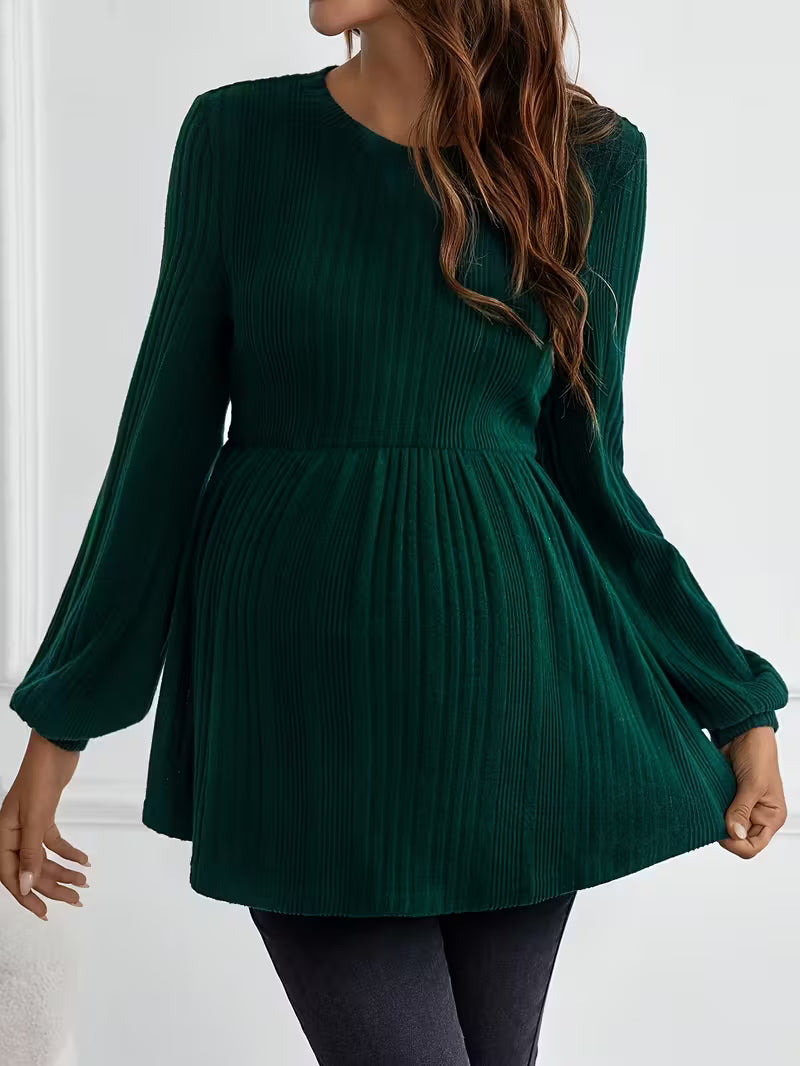 Women’s Maternity Pleated Tunic Top - Long Sleeve Empire Waist Blouse