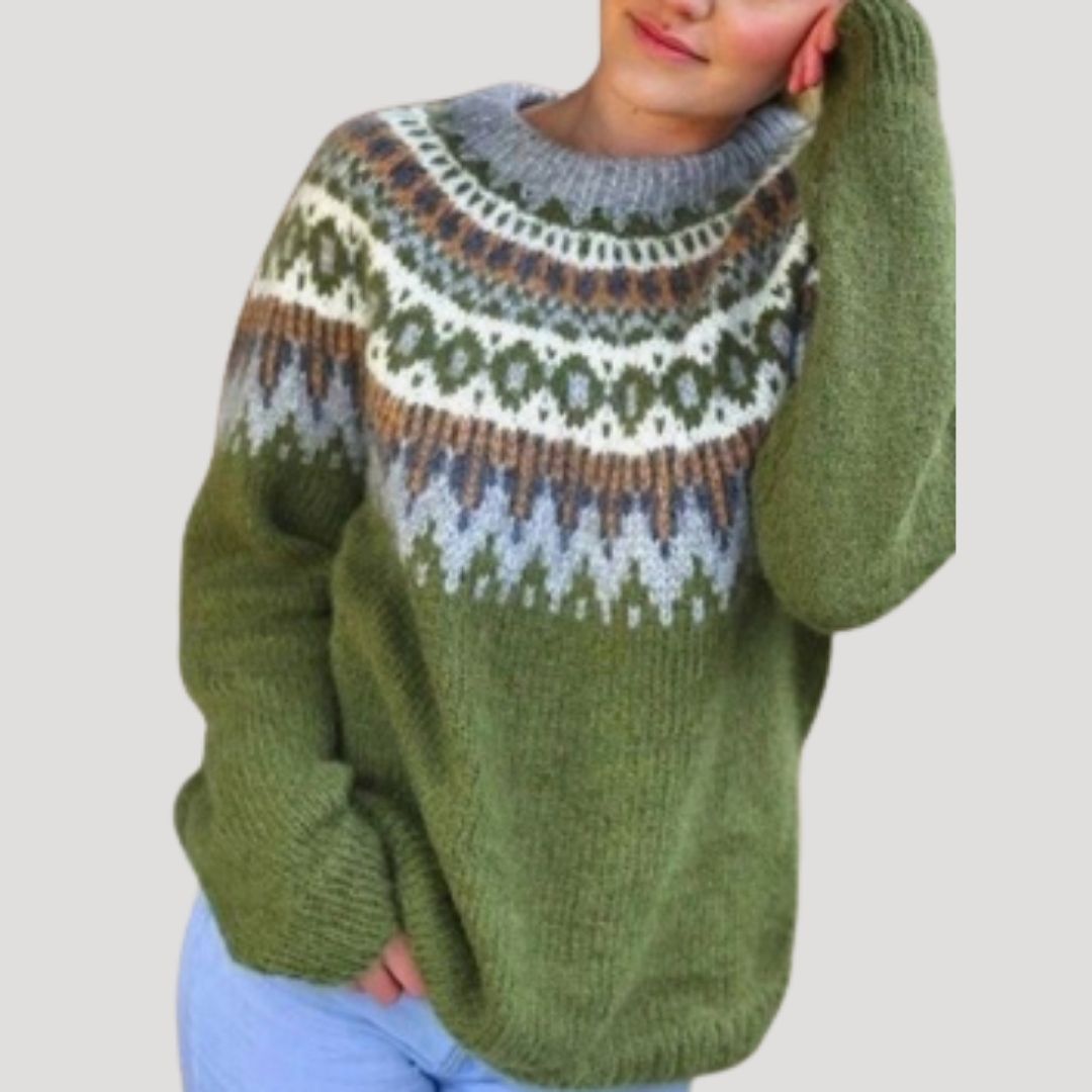Women’s Spring Patterned Knit Pullover Sweater