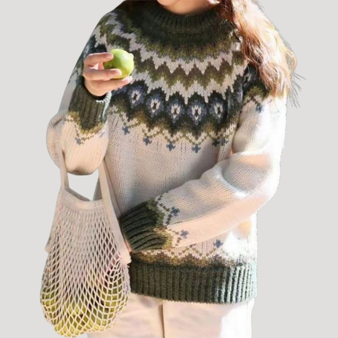 Women’s Spring Patterned Knit Pullover Sweater