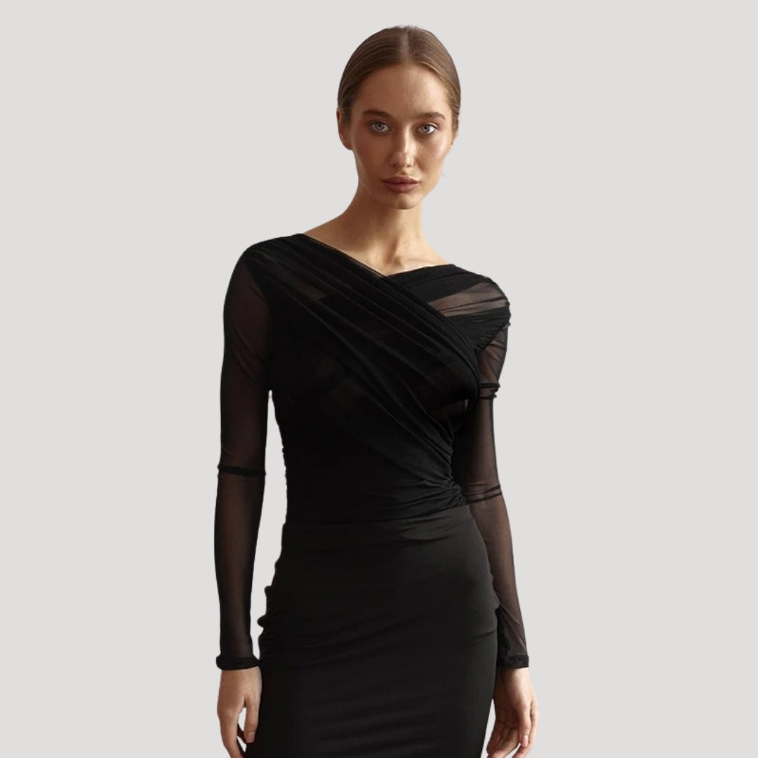 Women’s Spring Sheer Wrap Long-Sleeve Top