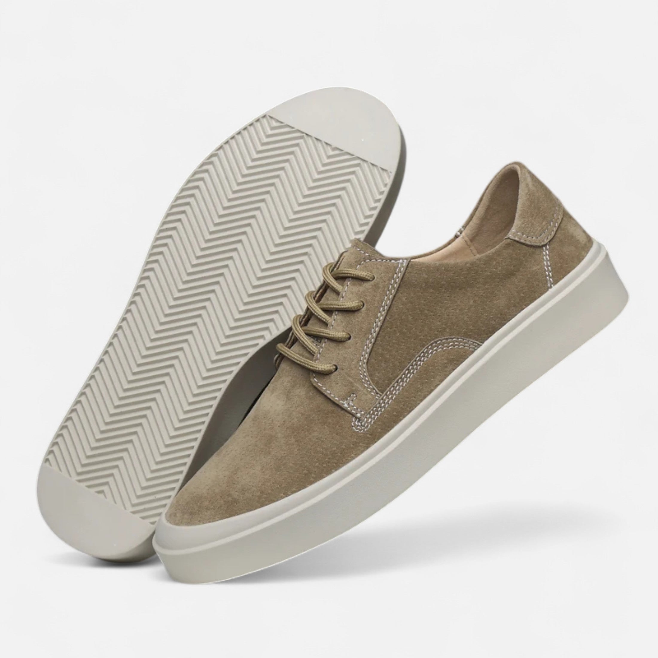 Men’s Suede Texture Casual Sneakers - Lace-Up Low Top Flat Sole Shoes