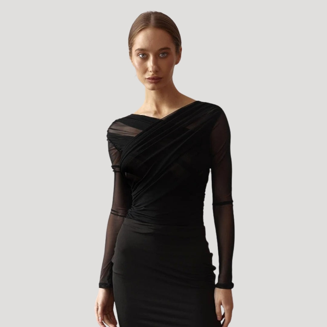 Women’s Spring Sheer Wrap Long-Sleeve Top