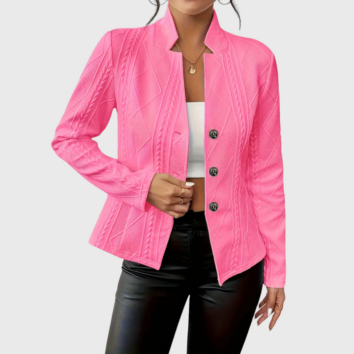 Women’s Button-Up Textured Blazer - Modern Structured Jacket