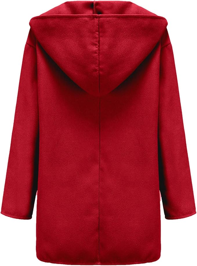 Women’s Minimalist Hooded Jacket - Single-Button Soft Oversize Coat