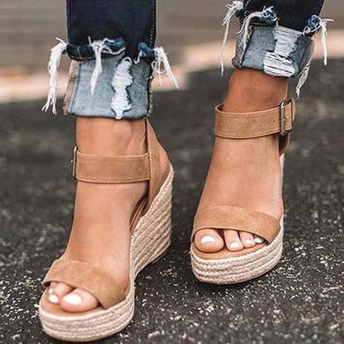 Gemma - Espadrille Wedge Sandals with Ankle Strap