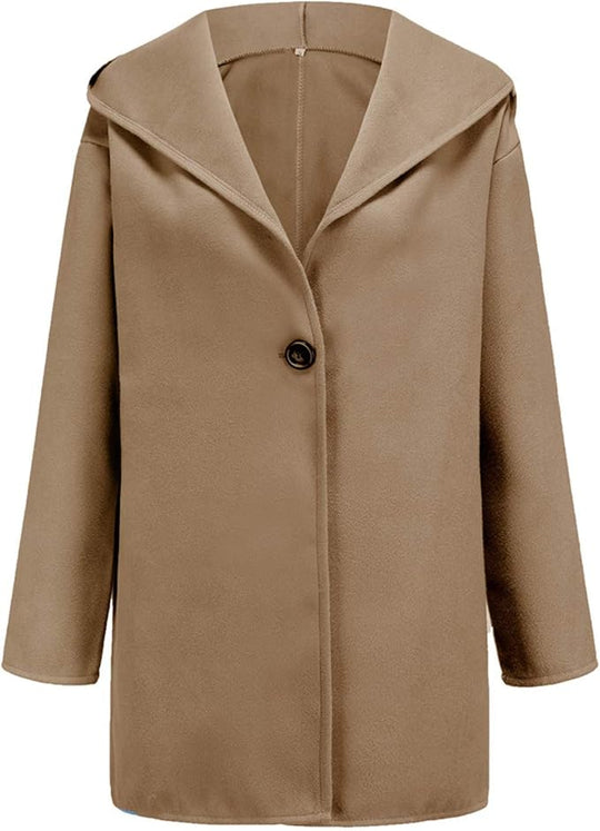 Women’s Minimalist Hooded Coat - Single-Breasted Winter Outerwear