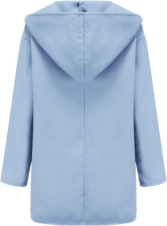 Women’s Minimalist Hooded Jacket - Single-Button Soft Oversize Coat
