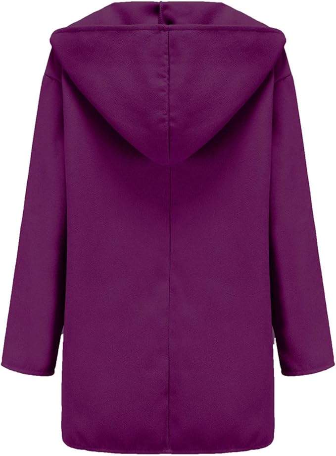 Women’s Minimalist Hooded Jacket - Single-Button Soft Oversize Coat
