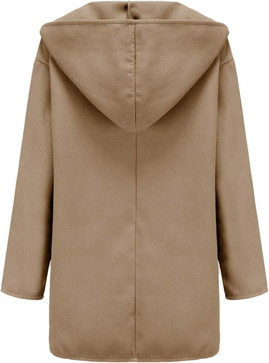 Women’s Minimalist Hooded Coat - Single-Breasted Winter Outerwear