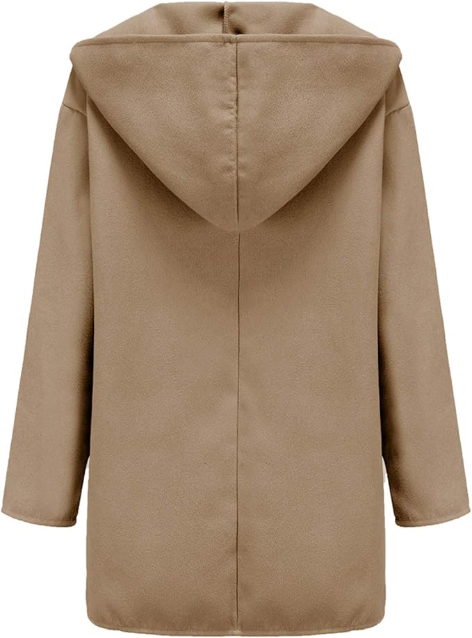 Women’s Minimalist Hooded Jacket - Single-Button Soft Oversize Coat