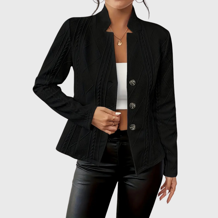 Women’s Button-Up Textured Blazer - Modern Structured Jacket