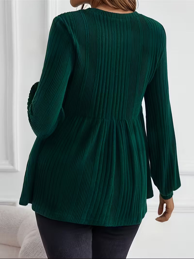 Women’s Maternity Pleated Tunic Top - Long Sleeve Empire Waist Blouse
