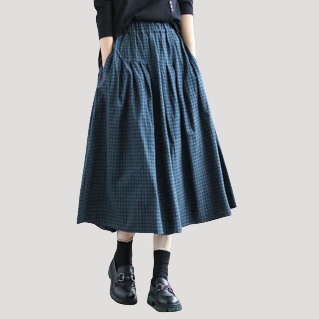Women's Lightweight Checkered Maxi Skirt for Spring