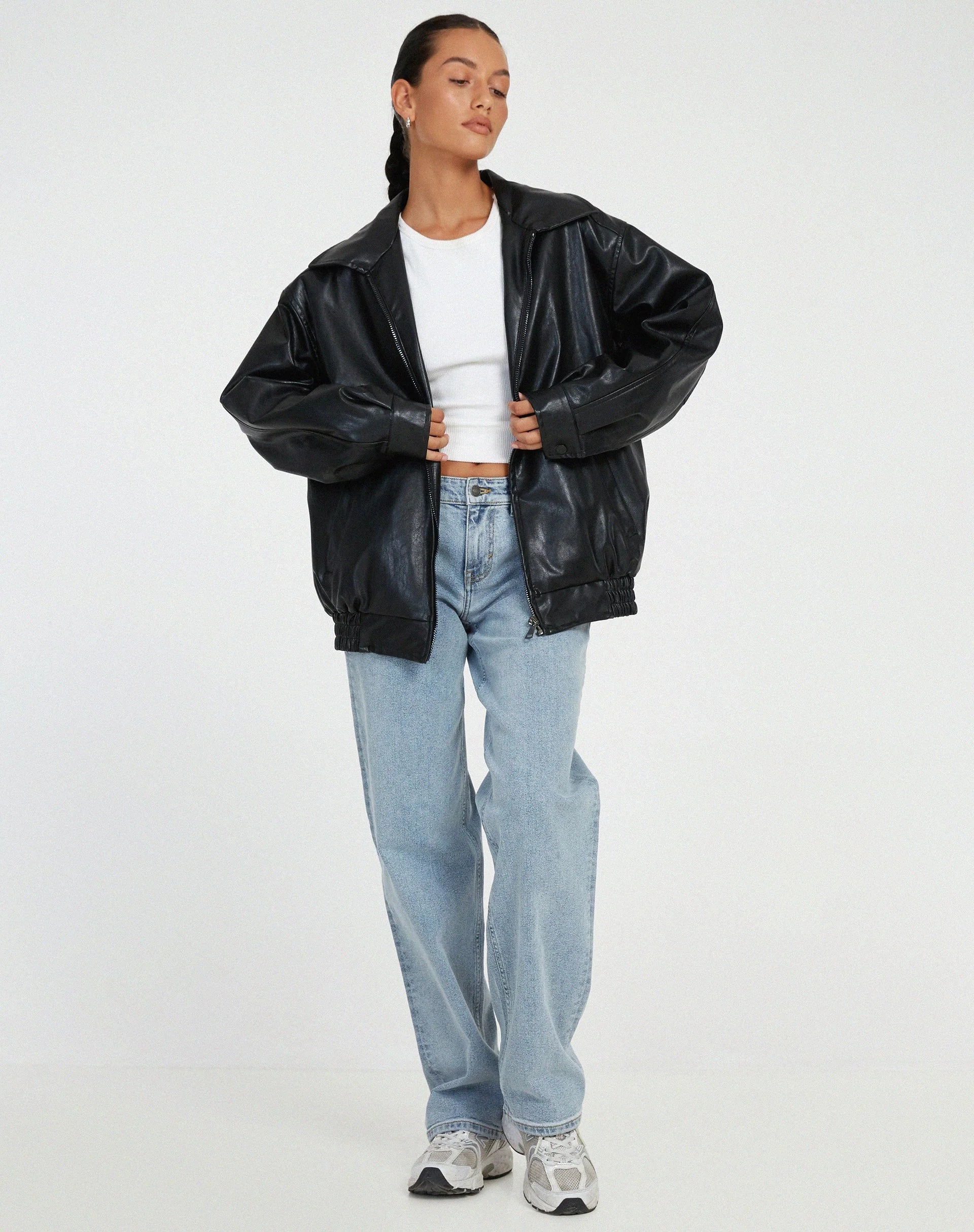 Women’s Oversized PU Jacket - Trendy Streetwear
