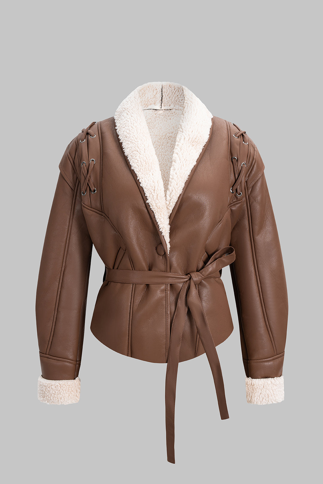 Women’s Belted Plush-Trim Jacket - Modern Everyday Layer