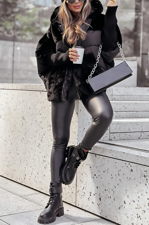 Women’s Aria Plush Panel Hooded Puffer Jacket