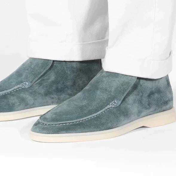 Men’s Winter Suede Loafer Boots - Minimalist Slip-On Ankle Shoes
