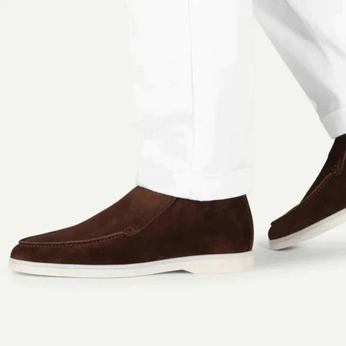 Men’s Winter Suede Loafer Boots - Minimalist Slip-On Ankle Shoes