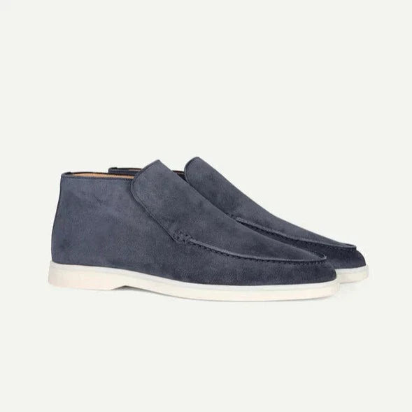 Men’s Winter Suede Loafer Boots - Minimalist Slip-On Ankle Shoes
