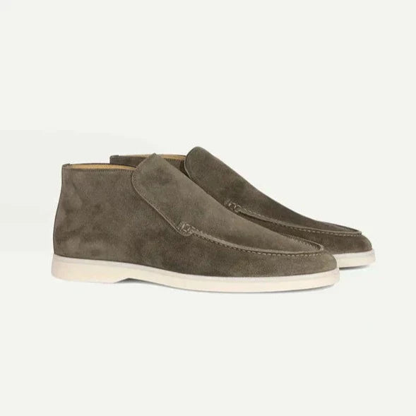 Men’s Winter Suede Loafer Boots - Minimalist Slip-On Ankle Shoes